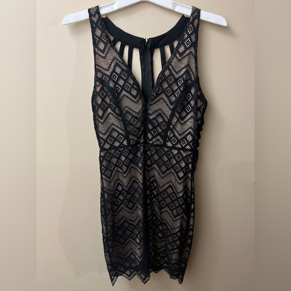Black and Nude Lace Dress - Windsor